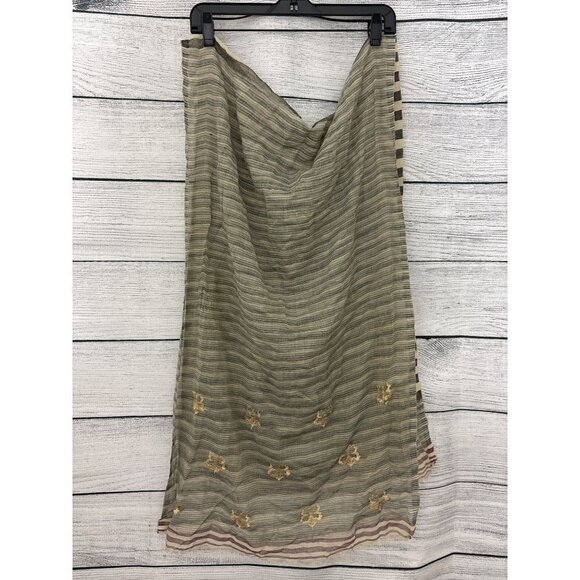 Striped Gold Floral Scarf - Picture 1 of 4